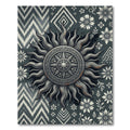 Celestial Silver Sun Medallion Monochrome Rug