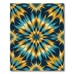 Deep Blue Teal Gold Burst Rug