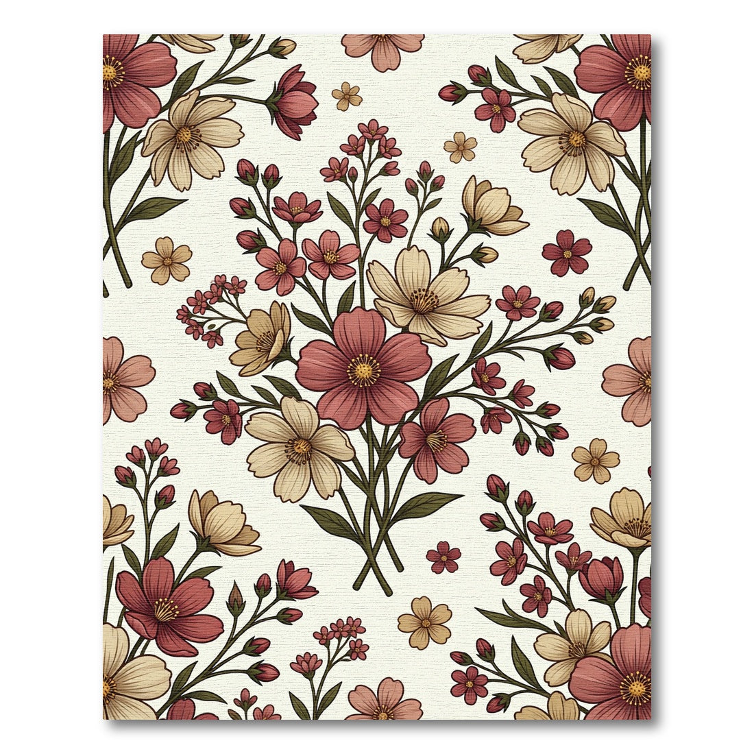 Romantic Blush and Cream Floral Bouquet Rug