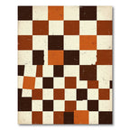 Midcentury Modern Burnt Orange Checkered Grid Rug
