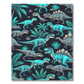 Blue Tropical Dinosaur Jungle Illustration Rug