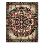 Earthy Terracotta Geometric Tribal Mandala Rug