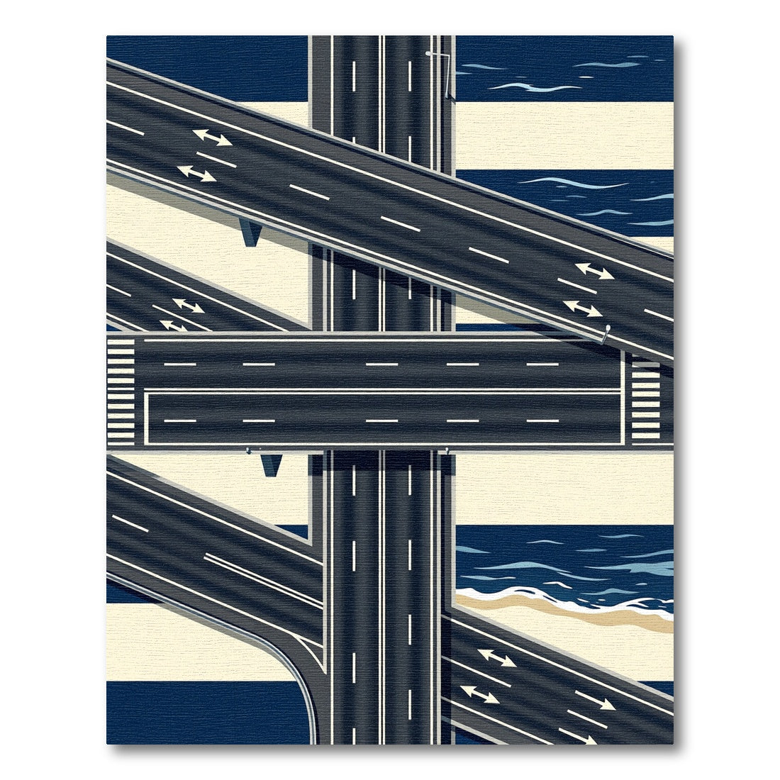 Modern Highway Junction Abstract Geometric Rug