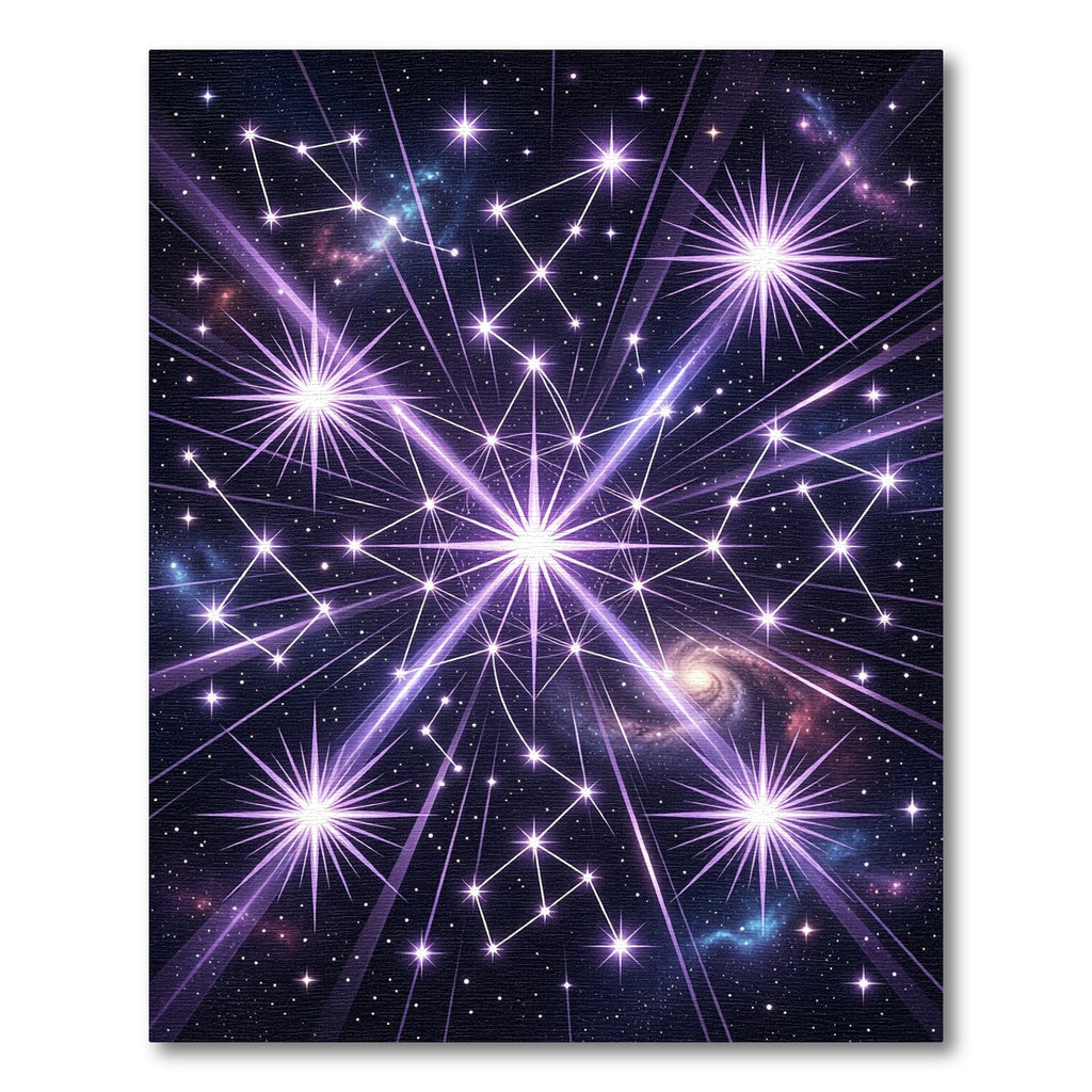 Celestial Starburst Geometric Constellation Rug