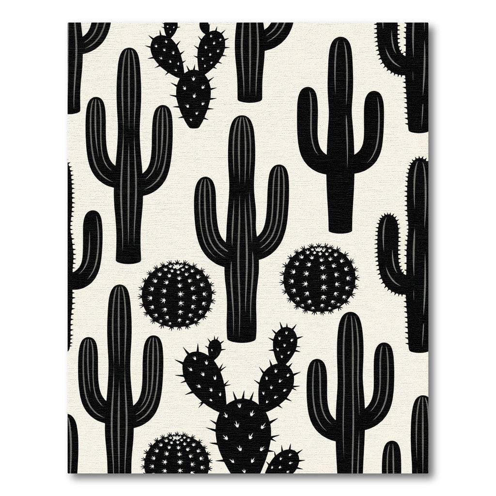 Minimalist Black and Cream Desert Cactus Rug