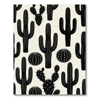 Minimalist Black and Cream Desert Cactus Rug