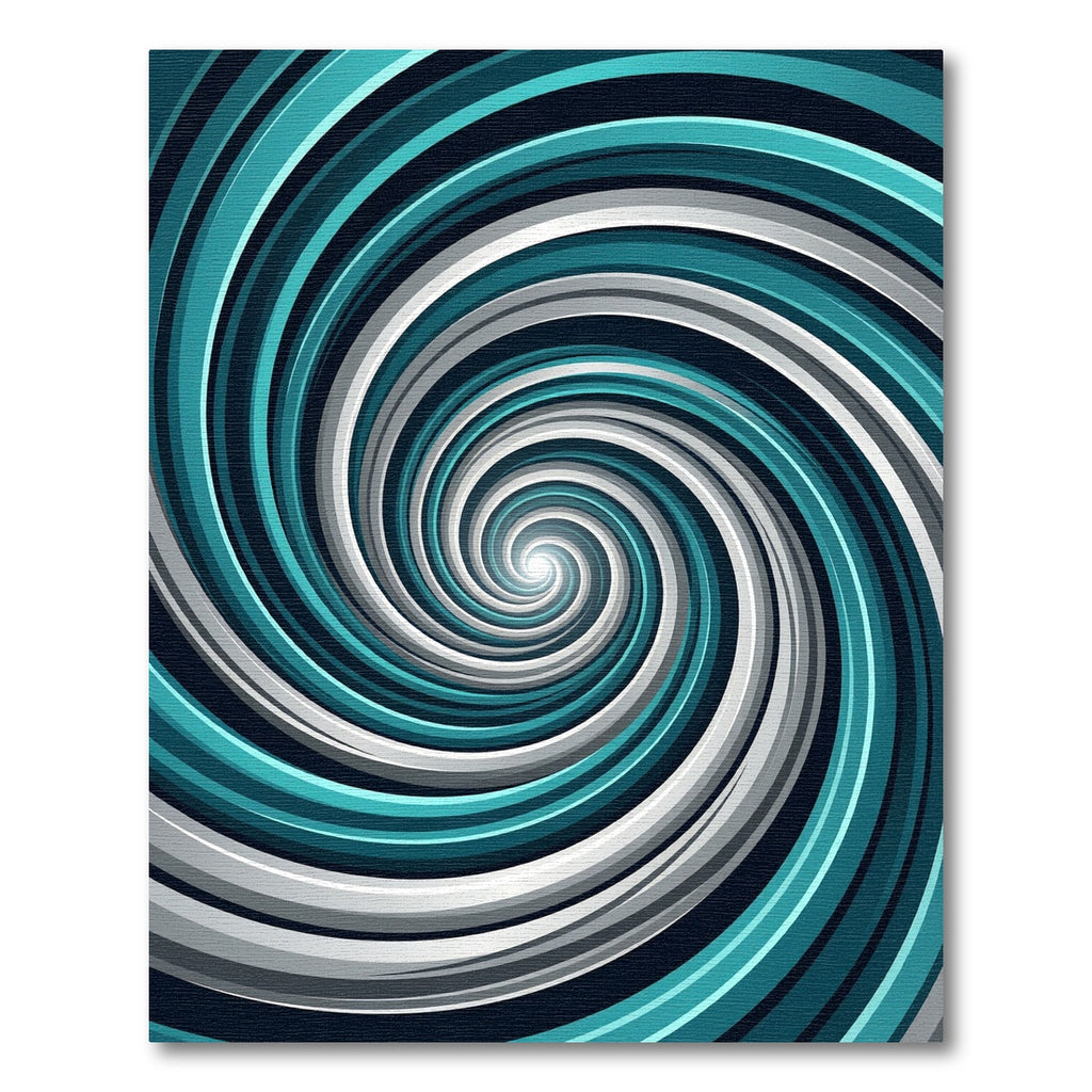 Modern Teal and Silver Swirl Vortex Rug