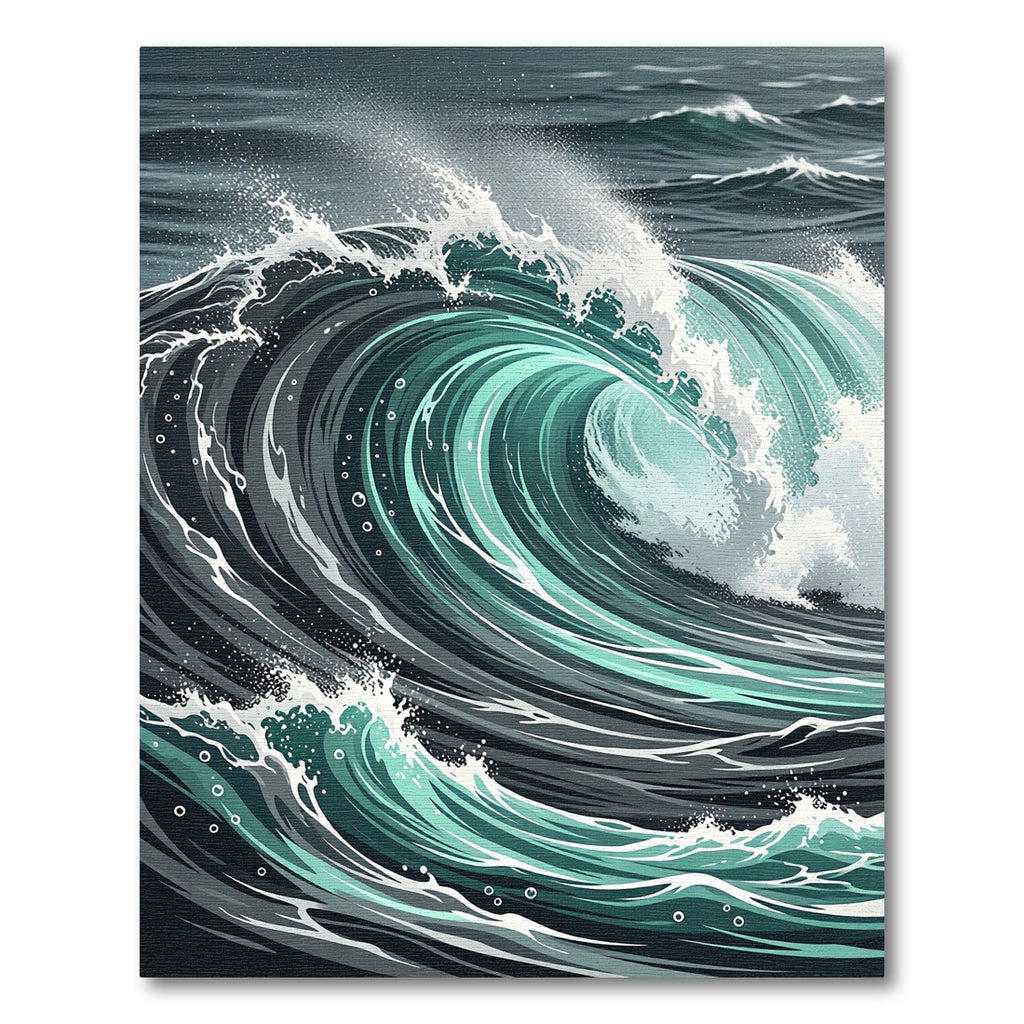 Ethereal Deep Teal Rolling Ocean Wave Rug