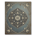 Distressed Teal Floral Medallion Rug
