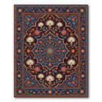 Ornate Red Blue Floral Medallion Rug