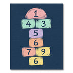 Playful Chalk Hopscotch Pastel Number Floor Rug