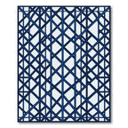 Modern Navy Blue Geometric Lattice Rug