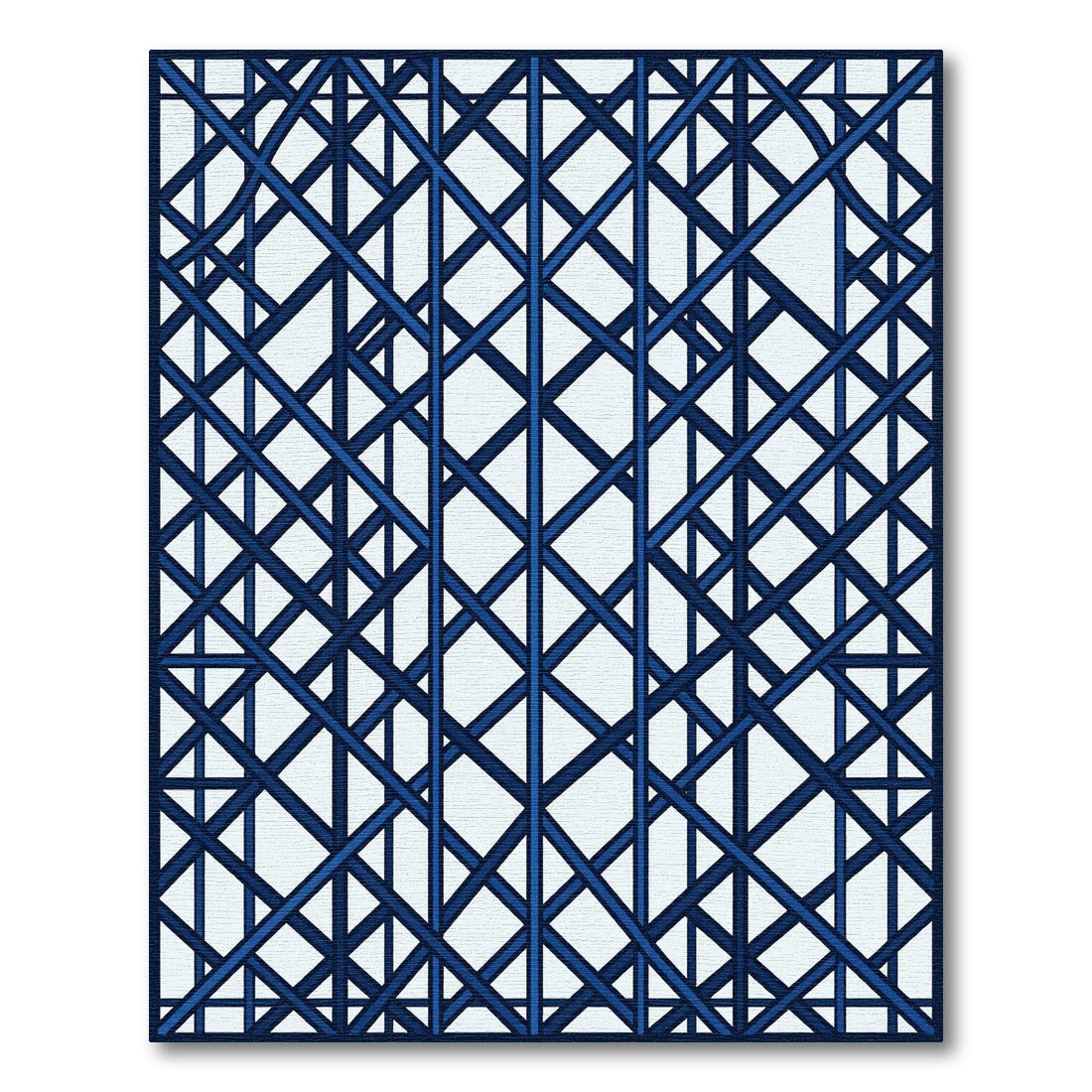 Modern Navy Blue Geometric Lattice Rug