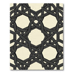 Sophisticated Charcoal Interlocking Geometric Grid Rug