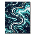 Deep Teal Swirling Marble Lightning Rug