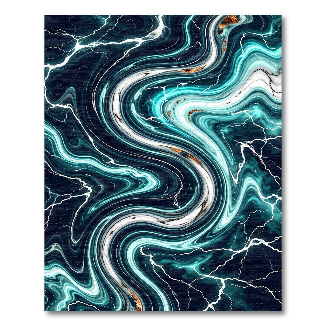 Deep Teal Swirling Marble Lightning Rug