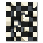 Monochromatic Checkerboard Architectural Forms Rug