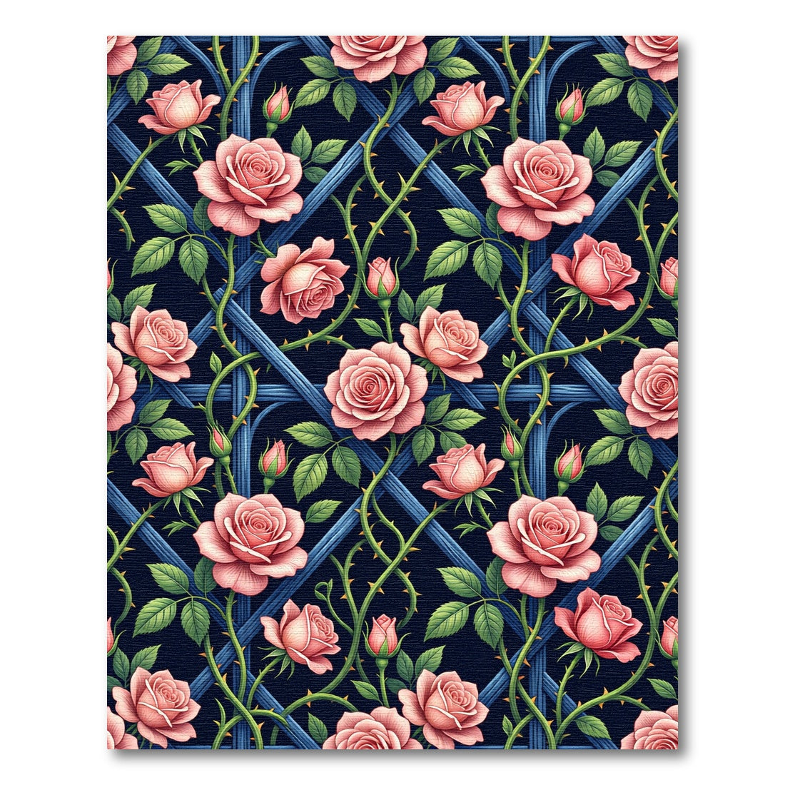 Romantic Pink Rose Trellis Floral Rug