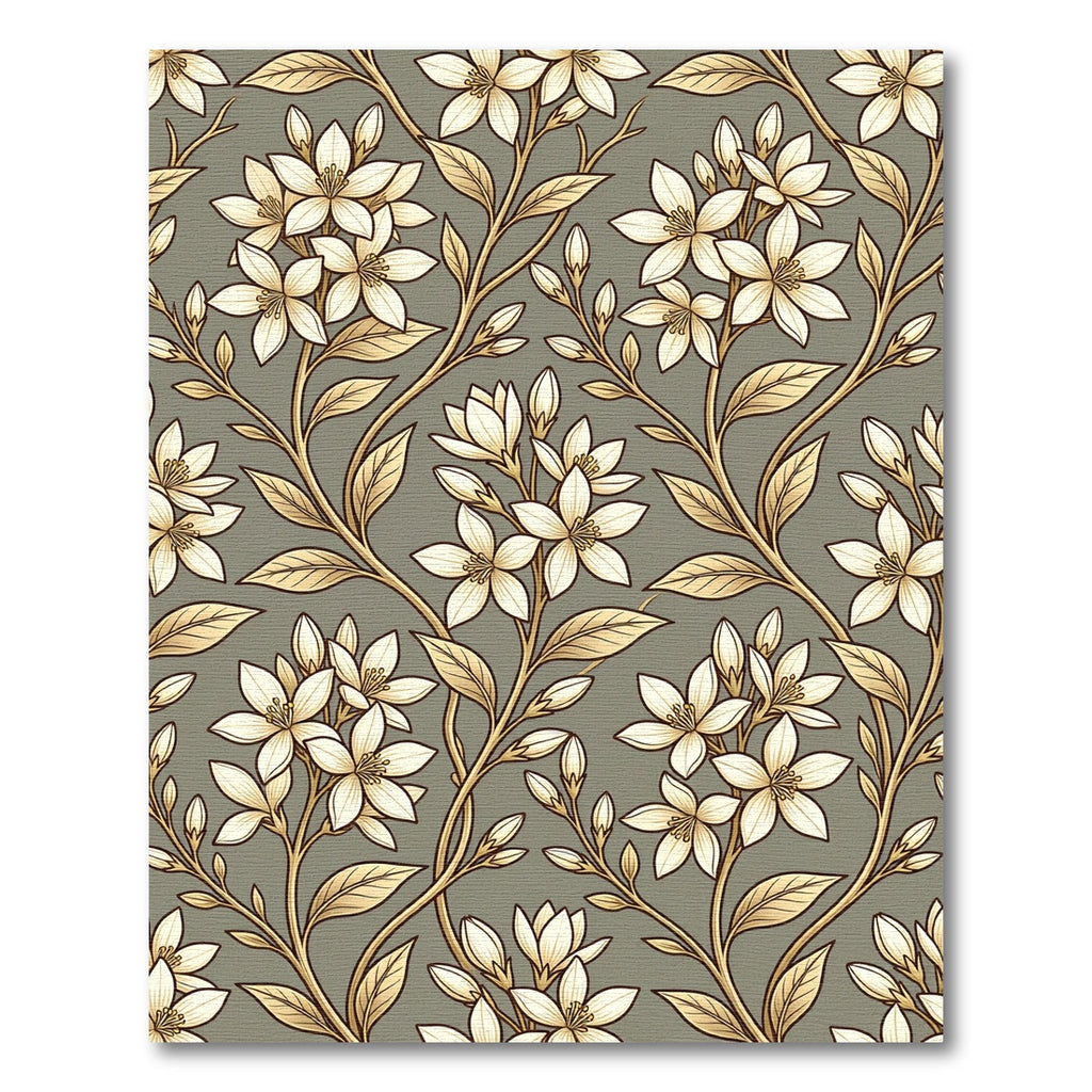 Cream Floral Vine Art Nouveau Rug
