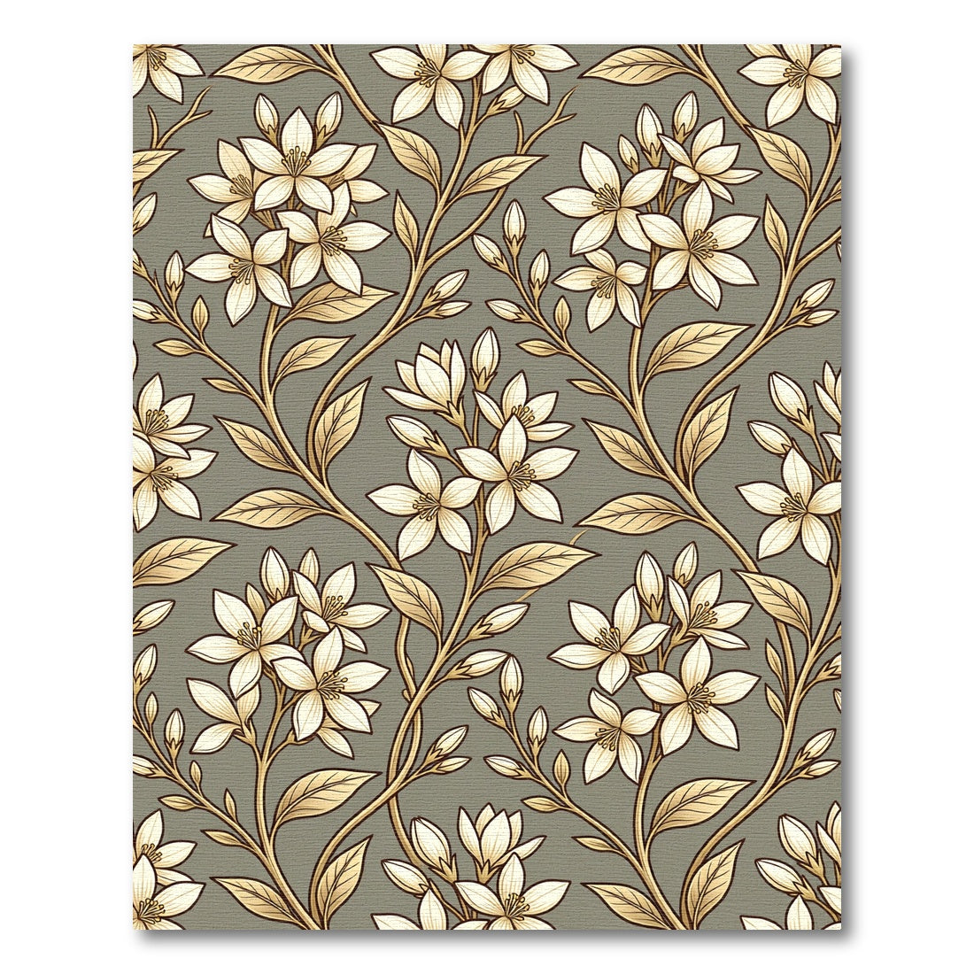 Cream Floral Vine Art Nouveau Rug