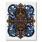 Ornate Royal Blue and Gold Acanthus Rug
