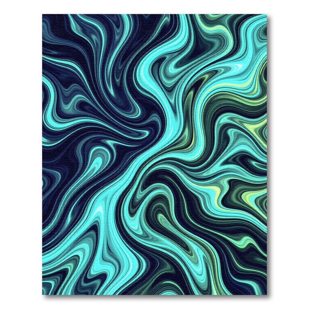 Modern Teal and Lime Swirling Marble Rug