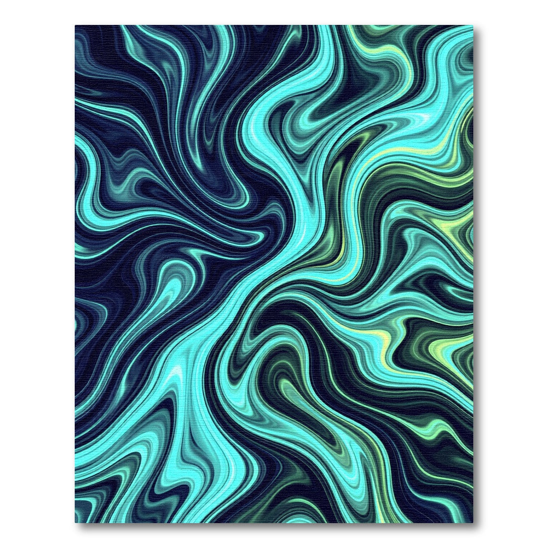 Modern Teal and Lime Swirling Marble Rug