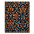 Ornate Burnt Orange Charcoal Damask Rug