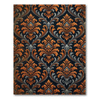 Ornate Burnt Orange Charcoal Damask Rug