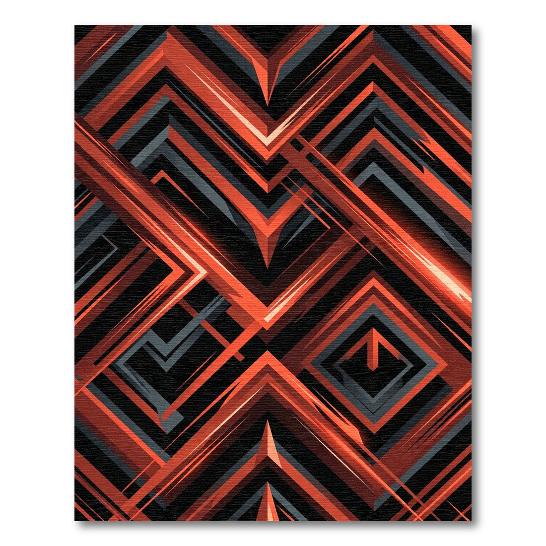Bold Geometric Orange and Charcoal Intersecting Lines Rug