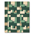 Midcentury Forest Geometric Block Composition Rug