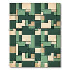 Midcentury Forest Geometric Block Composition Rug
