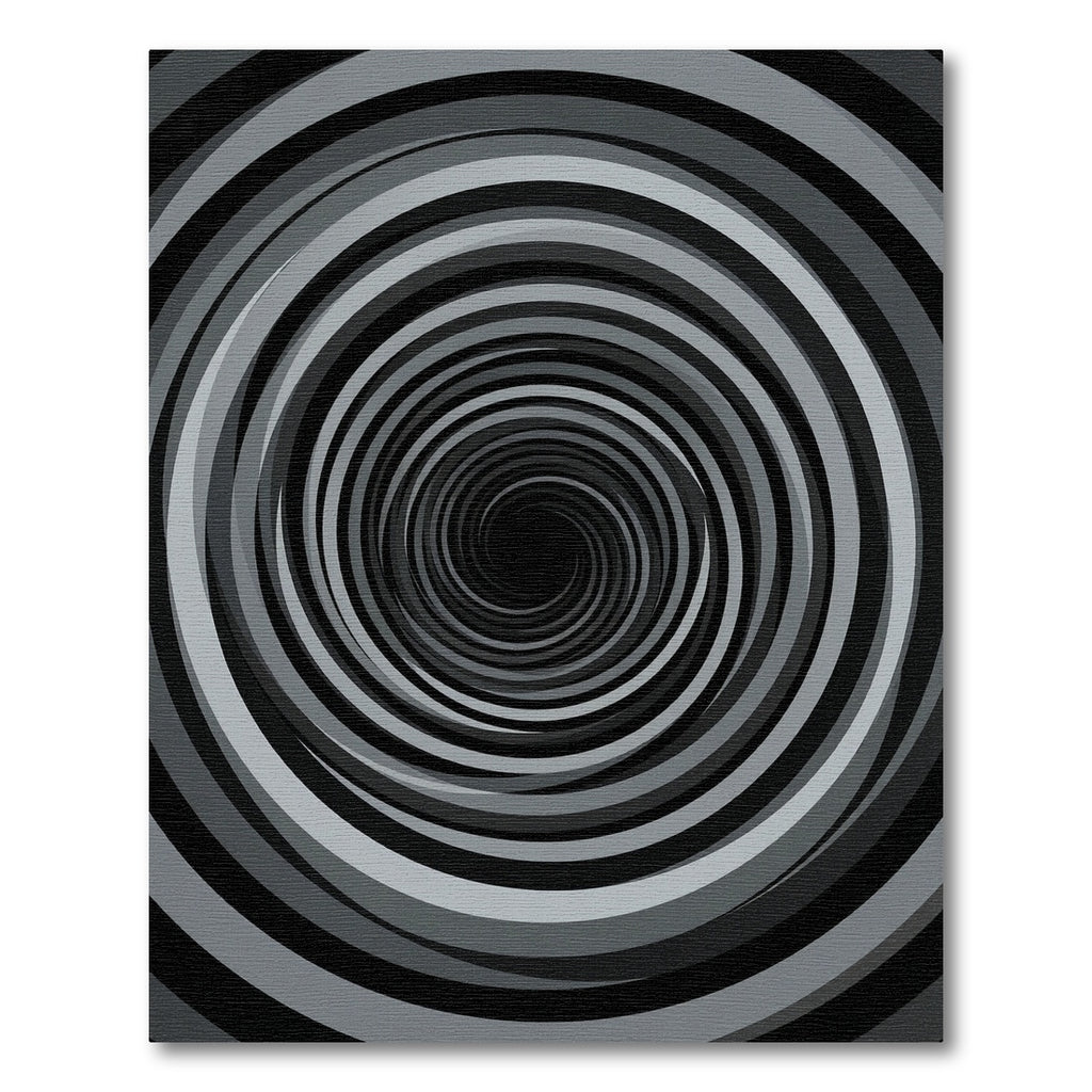 Modern Monochrome Hypnotic Swirl Rug