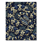 Dual Serpent Midnight Tropics Illustration Rug
