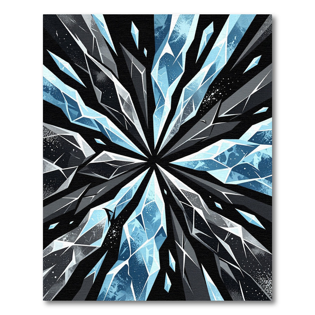 Cool Blue Shattered Ice Crystal Rug