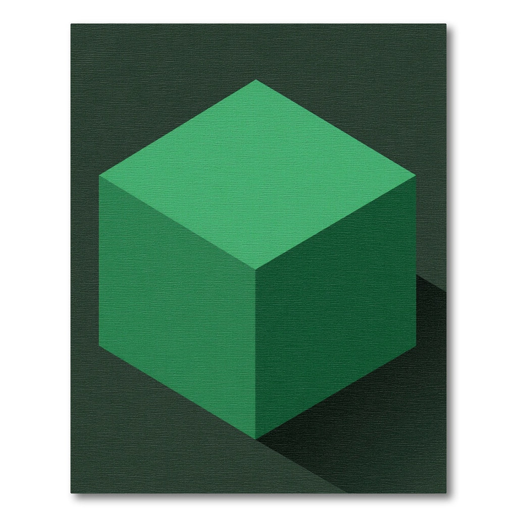 Minimalist Geometric Emerald Isometric Cube Rug