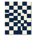 Classic Navy Cream Checkered Grit Rug