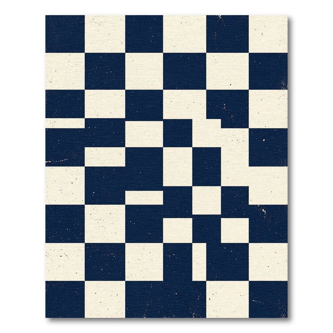 Classic Navy Cream Checkered Grit Rug