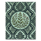 Sage Botanical Damask Mint Medallion Rug
