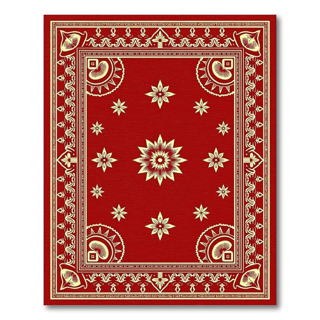 Crimson Floral Bordered Medallion Rug