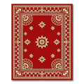 Crimson Floral Bordered Medallion Rug