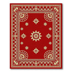 Crimson Floral Bordered Medallion Rug