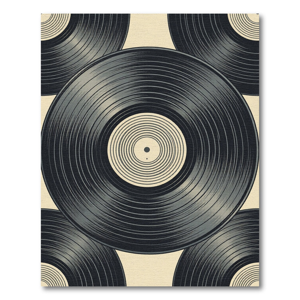 Monochrome Minimalist Vinyl Record Art Rug