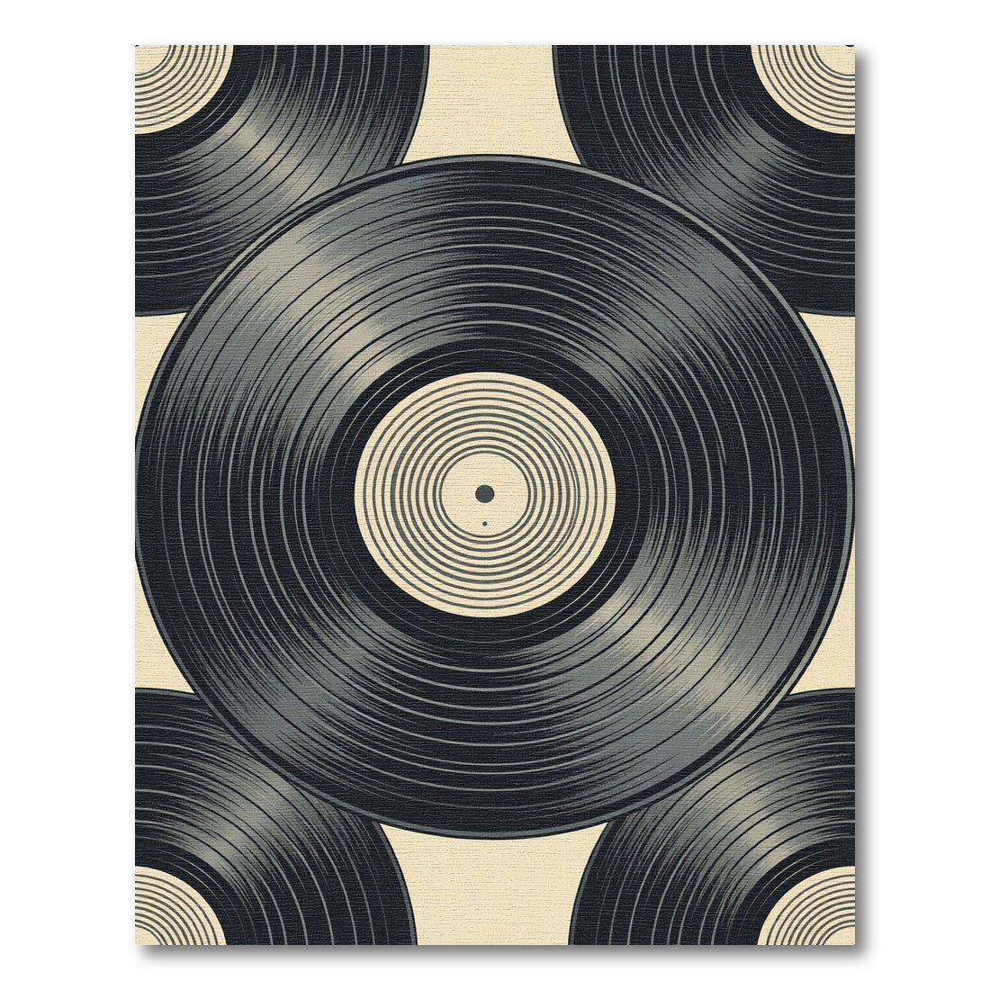 Monochrome Minimalist Vinyl Record Art Rug