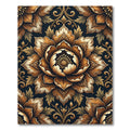 Ornate Golden Floral Damask Art Rug