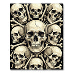 Gothic Monochrome Skull Bone Mosaic Rug