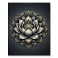 Gold and Charcoal Zen Lotus Mandala Rug