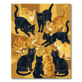 Whimsical Black Orange Cat Gathering Rug