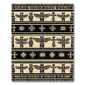 Black and Cream Totem Striped Art Rug
