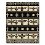 Black and Cream Totem Striped Art Rug
